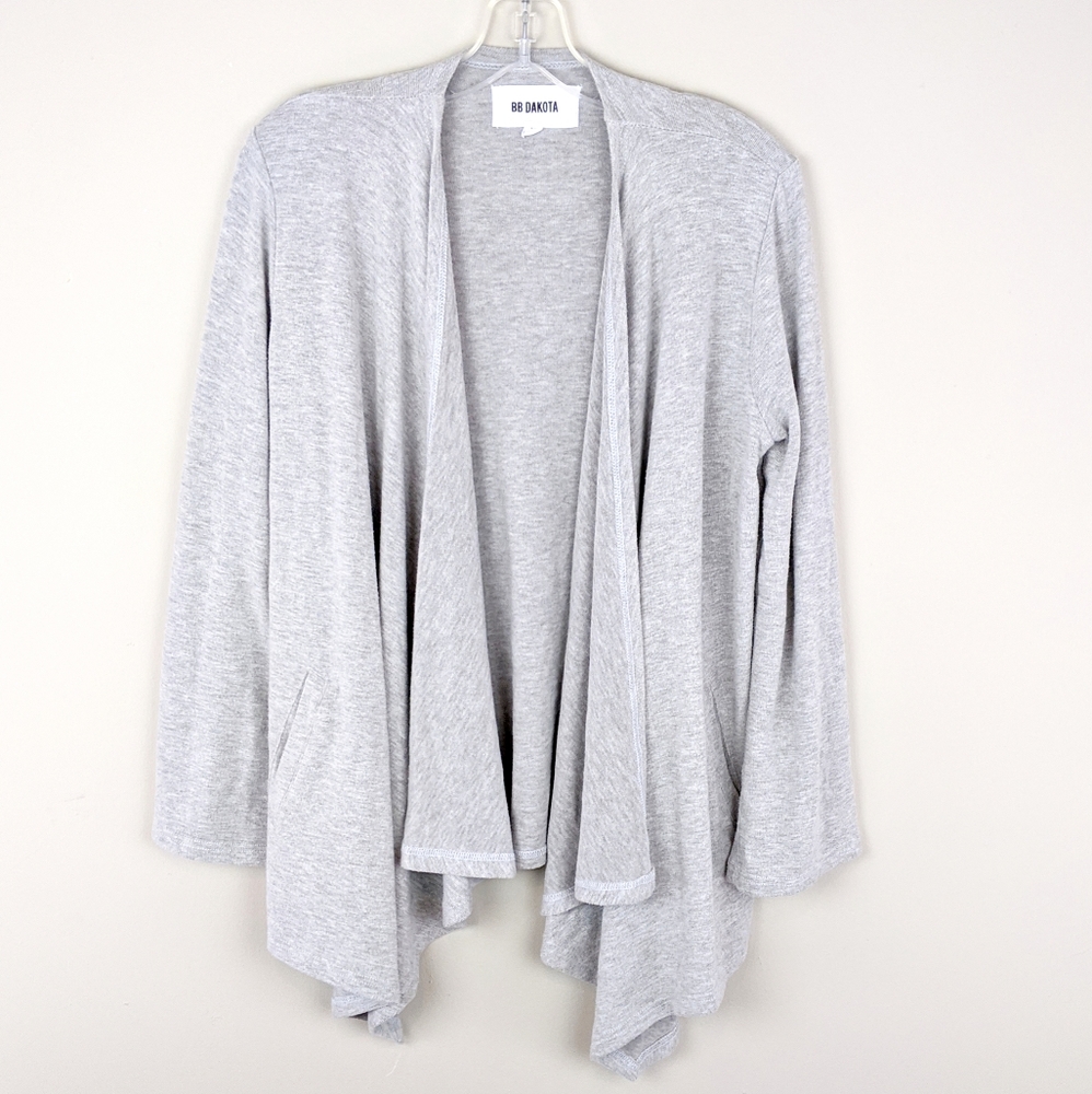BB Dakota Light Gray Open Front Cardigan-K10